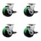 Service Caster Tool Box Caster Wheel Set 4'' Green Poly on Cast Iron Swivel Casters, 4PK TOOL-SCC-20S420-PUR-GB-TLB-4 - alternate 1